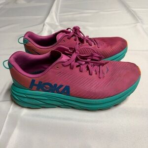 Hoka Women's Magenta and Teal Athletic Running Shoes